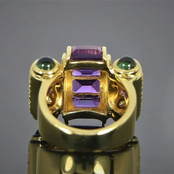 13248 Lagos Caviar 18K Yellow Gold Purple Amethyst Diamond Tourmaline Ring - Picture 4 of 10